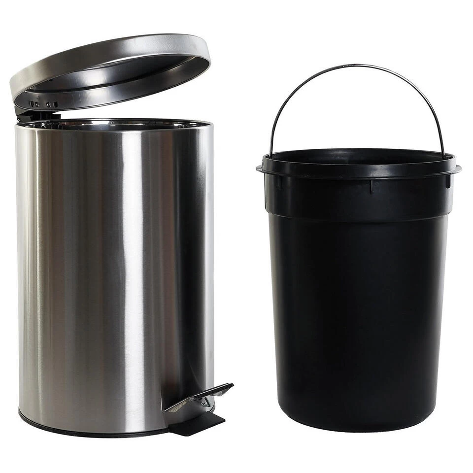 Items Pedaalemmer - Mat Zilverkleurig - RVS - 12 L - 40 Cm - Afbeelding 2