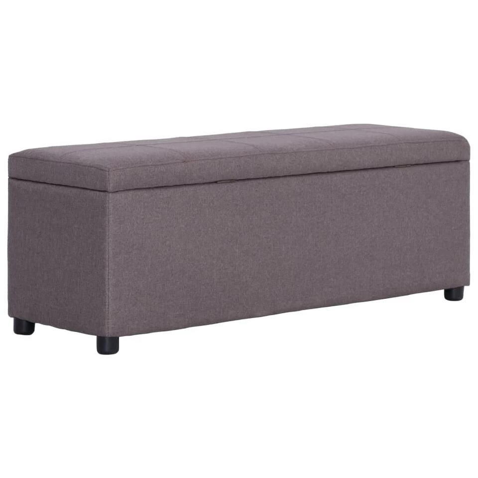 VidaXL Bankje Met Opbergvak 116 Cm Polyester Taupe - Afbeelding 3
