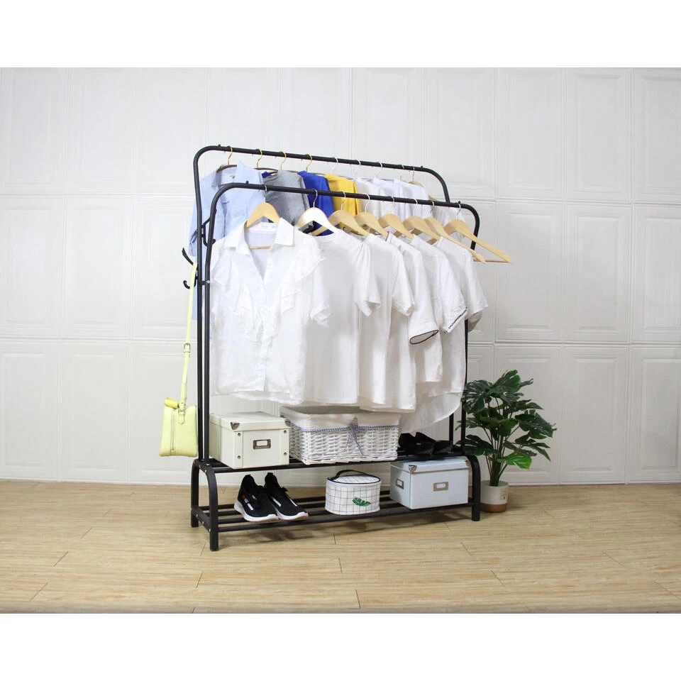 O'DADDY® Kledingrek Metaal - Dubbele Buis Tot 25 Kg - 110x33x 157 - Zw - Afbeelding 2