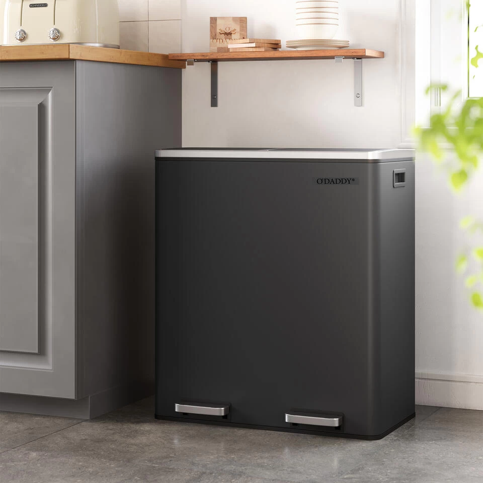 O'DADDY® Prullenbak Afvalscheiding - Vuilnisbak 60L (2x 30) - 59x65x32 - Afbeelding 2