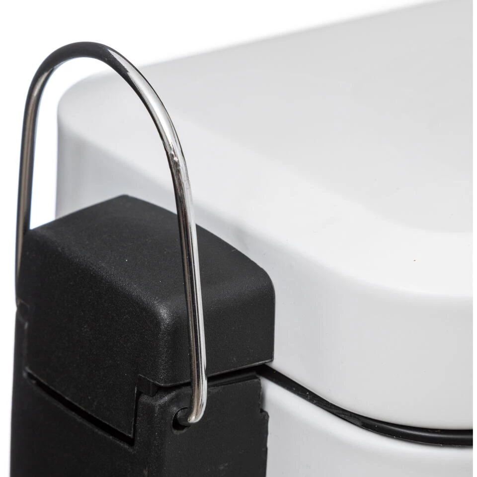 5Five - Prullenbak/pedaalemmer Wit Rvs Metaal 5 Liter - 14x29x30 Cm - Afbeelding 4