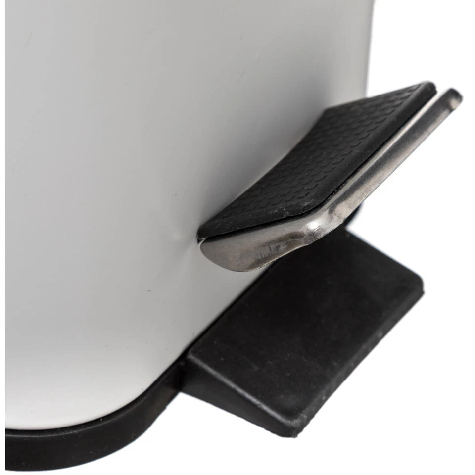 5Five - Prullenbak/pedaalemmer Wit Rvs Metaal 5 Liter - 14x29x30 Cm - Afbeelding 3