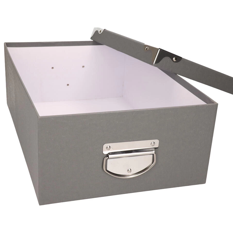 5Five Opbergdoos/box - Grijs - L36 X B24.5 X H12.5 Cm - Stevig Karton - Afbeelding 2