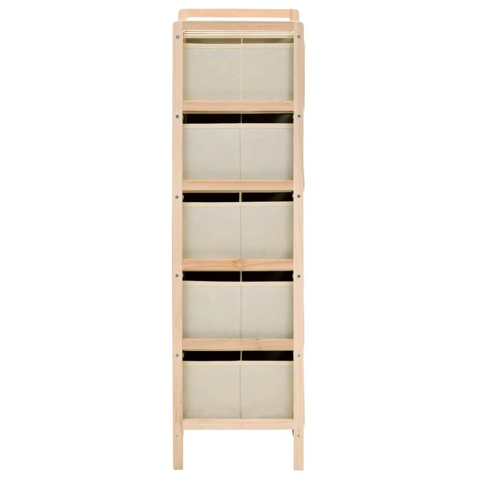 VidaXL Opbergmeubel Met 5 Stoffen Manden Cederhout Beige - Afbeelding 3