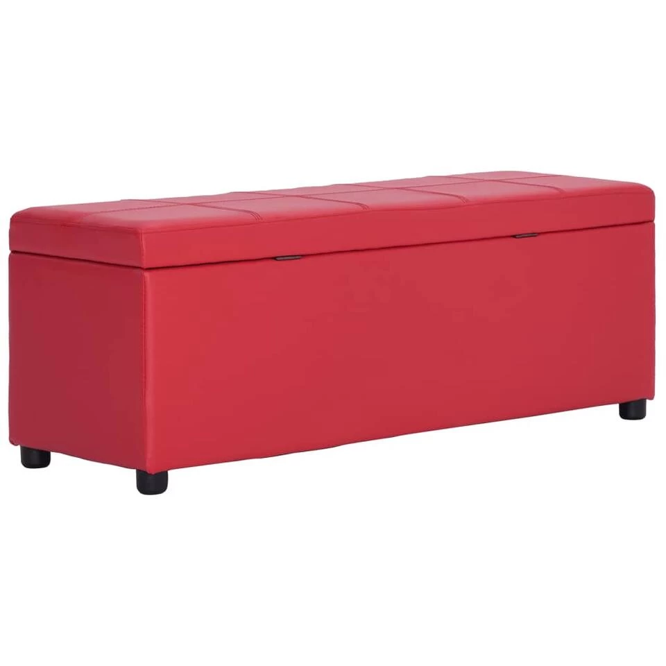 VidaXL Bankje Met Opbergvak 116 Cm Kunstleer Rood - Afbeelding 3