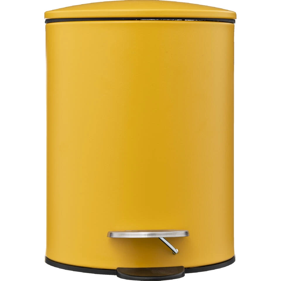 5Five Pedaalemmer - Mosterd Geel - Metaal - 3L - 23 Cm - Soft Close - Afbeelding 2