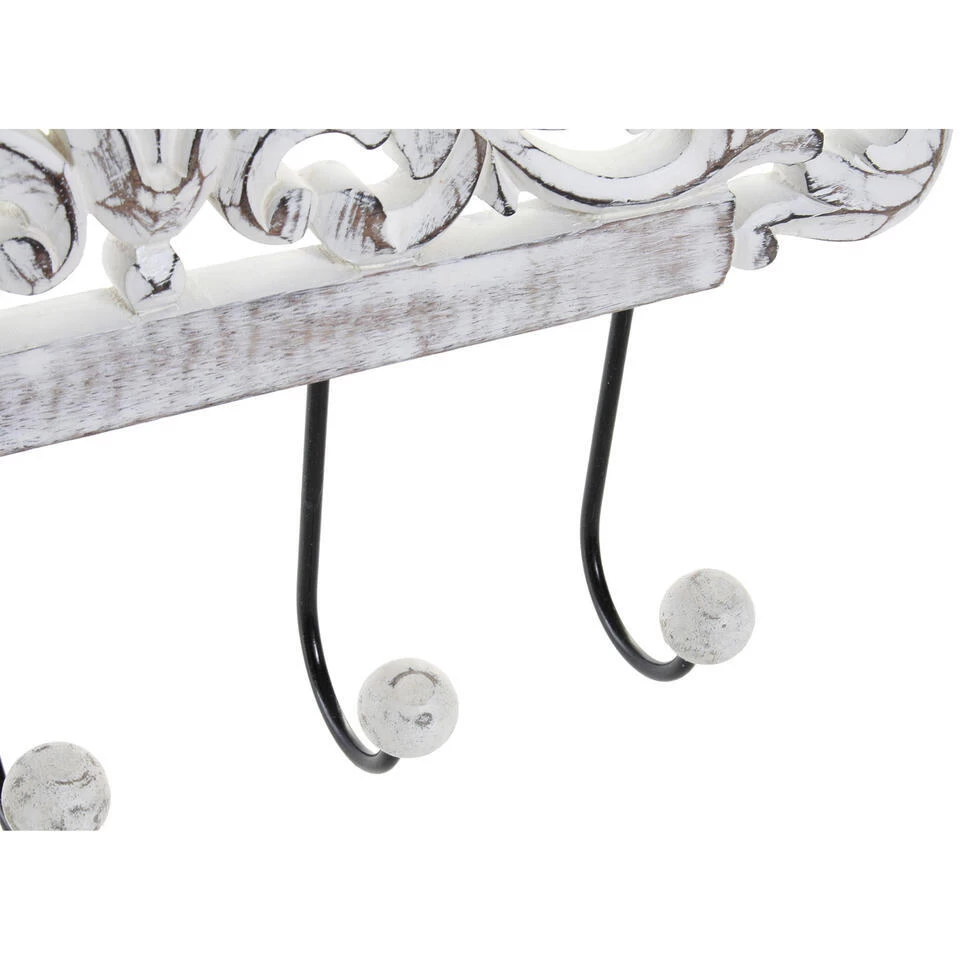 Items Kapstok Rek Voor Wand/muur - Wit - 4x Ophanghaken - 40 Cm - Afbeelding 2